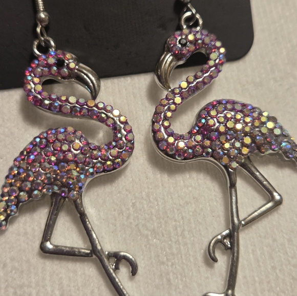 Pink Flamingo Sparkle Earrings - Picture 2 of 3